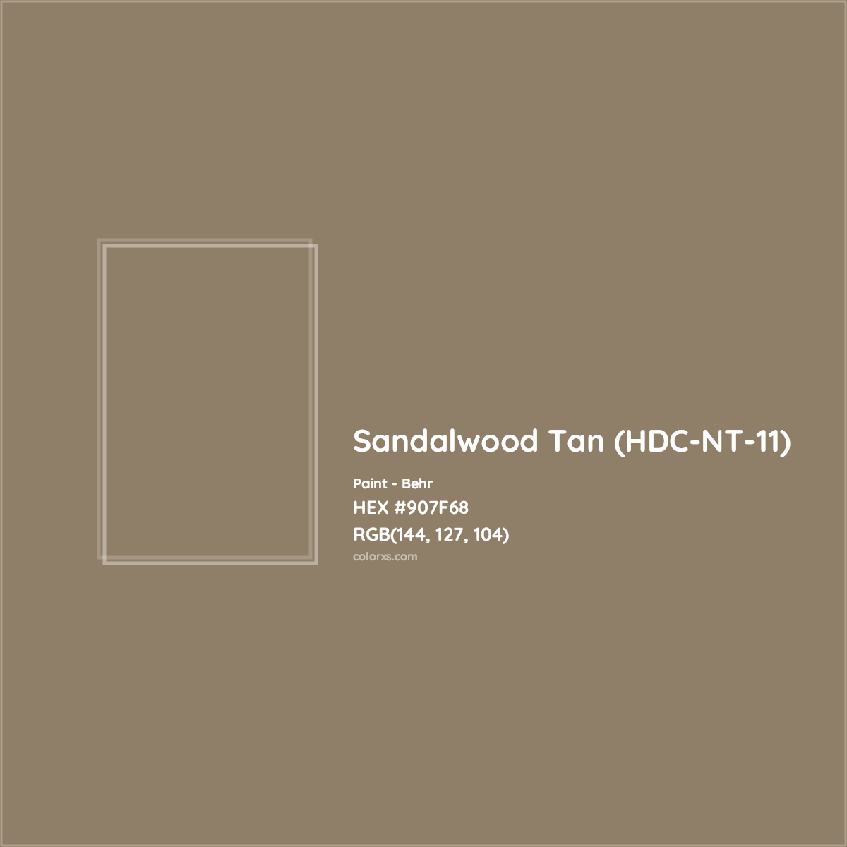 HEX #907F68 Sandalwood Tan (HDC-NT-11) Paint Behr - Color Code