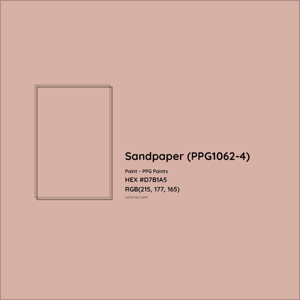 HEX #D7B1A5 Sandpaper (PPG1062-4) Paint PPG Paints - Color Code