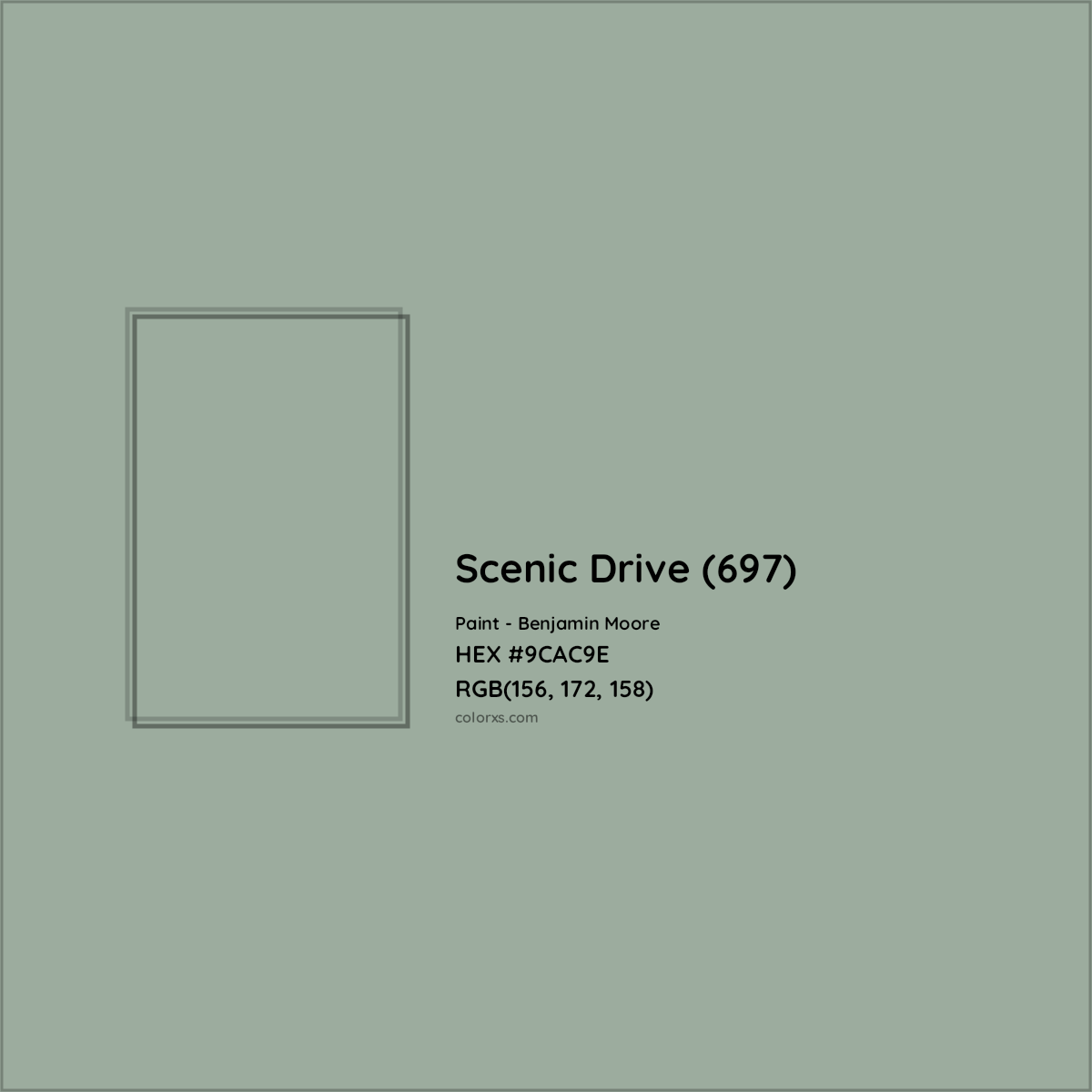 HEX #9CAC9E Scenic Drive (697) Paint Benjamin Moore - Color Code