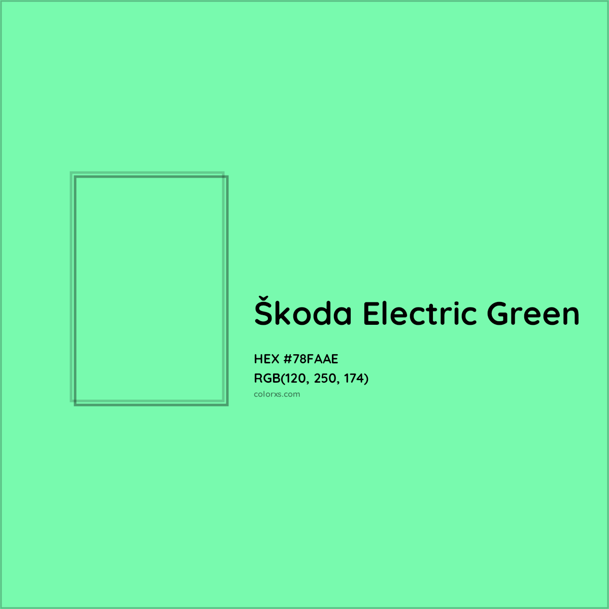 HEX #78FAAE Škoda Electric Green Other Brand - Color Code