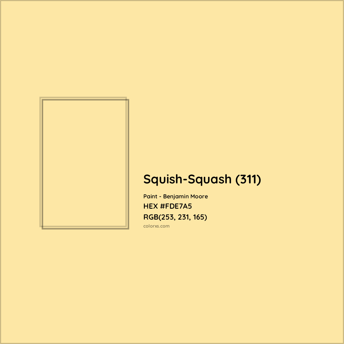 HEX #FDE7A5 Squish-Squash (311) Paint Benjamin Moore - Color Code