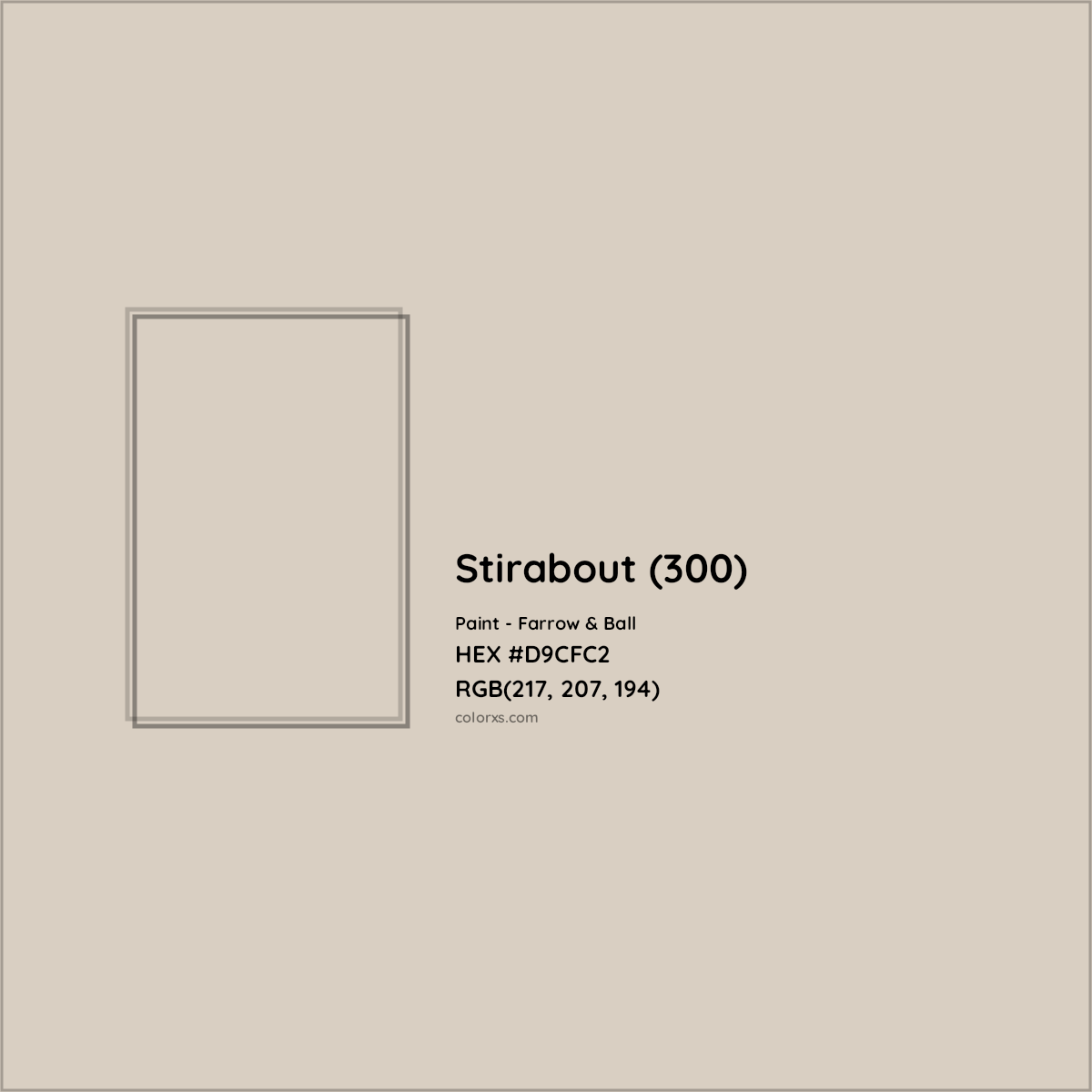 HEX #D9CFC2 Stirabout (300) Paint Farrow & Ball - Color Code