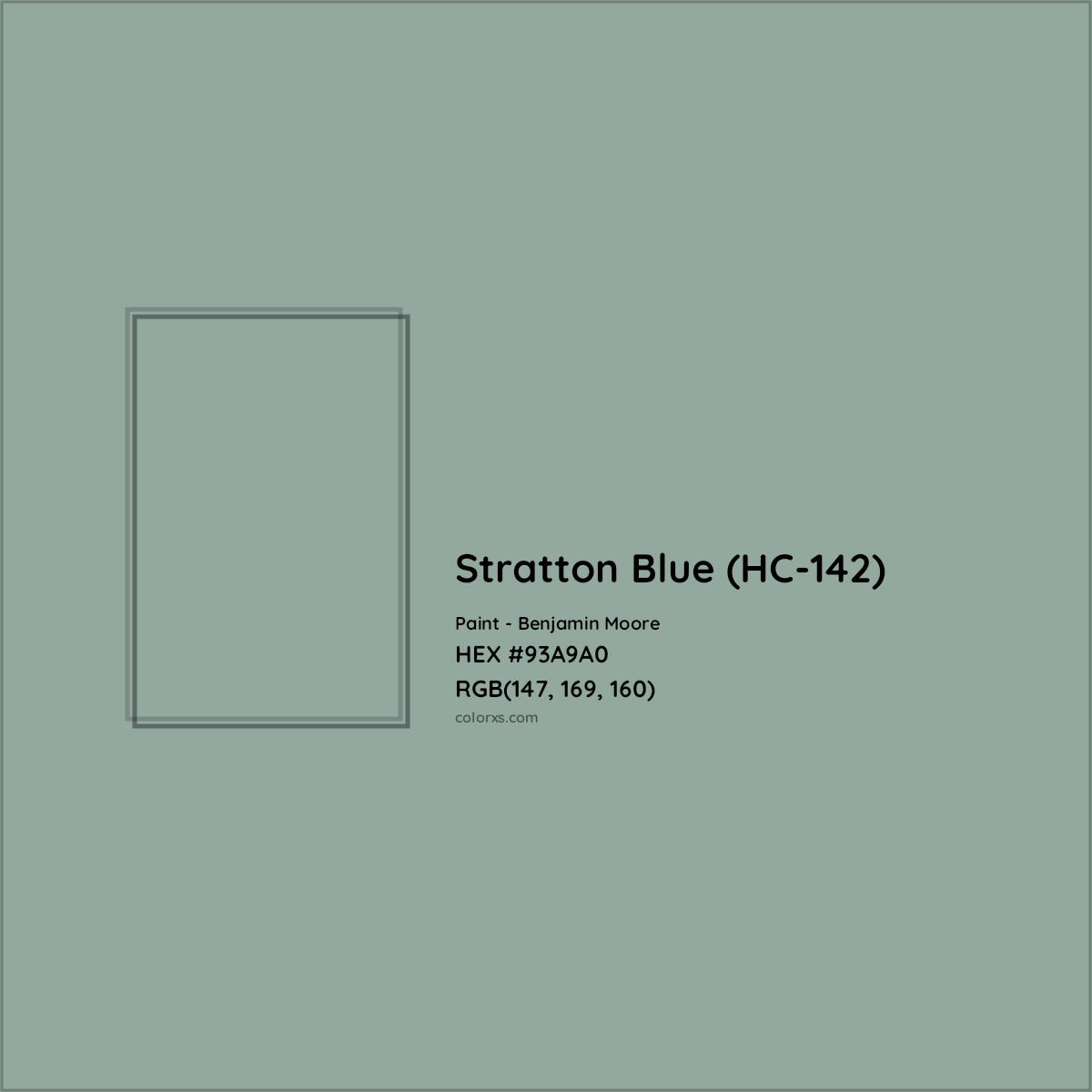 HEX #93A9A0 Stratton Blue (HC-142) Paint Benjamin Moore - Color Code