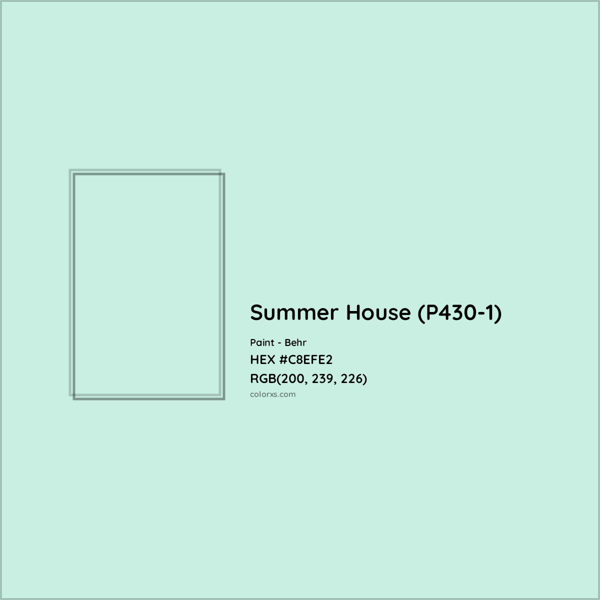 HEX #C8EFE2 Summer House (P430-1) Paint Behr - Color Code