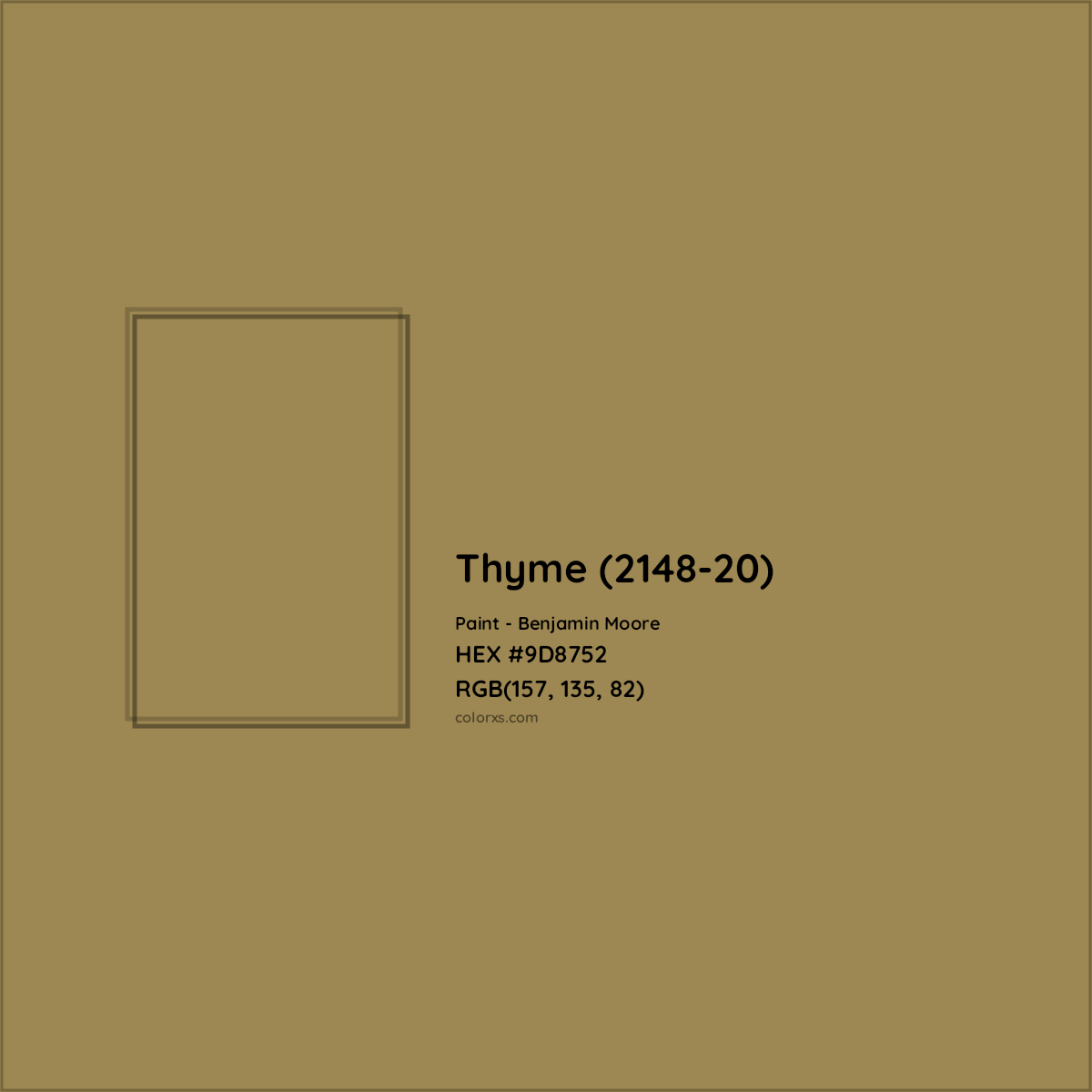 HEX #9D8752 Thyme (2148-20) Paint Benjamin Moore - Color Code