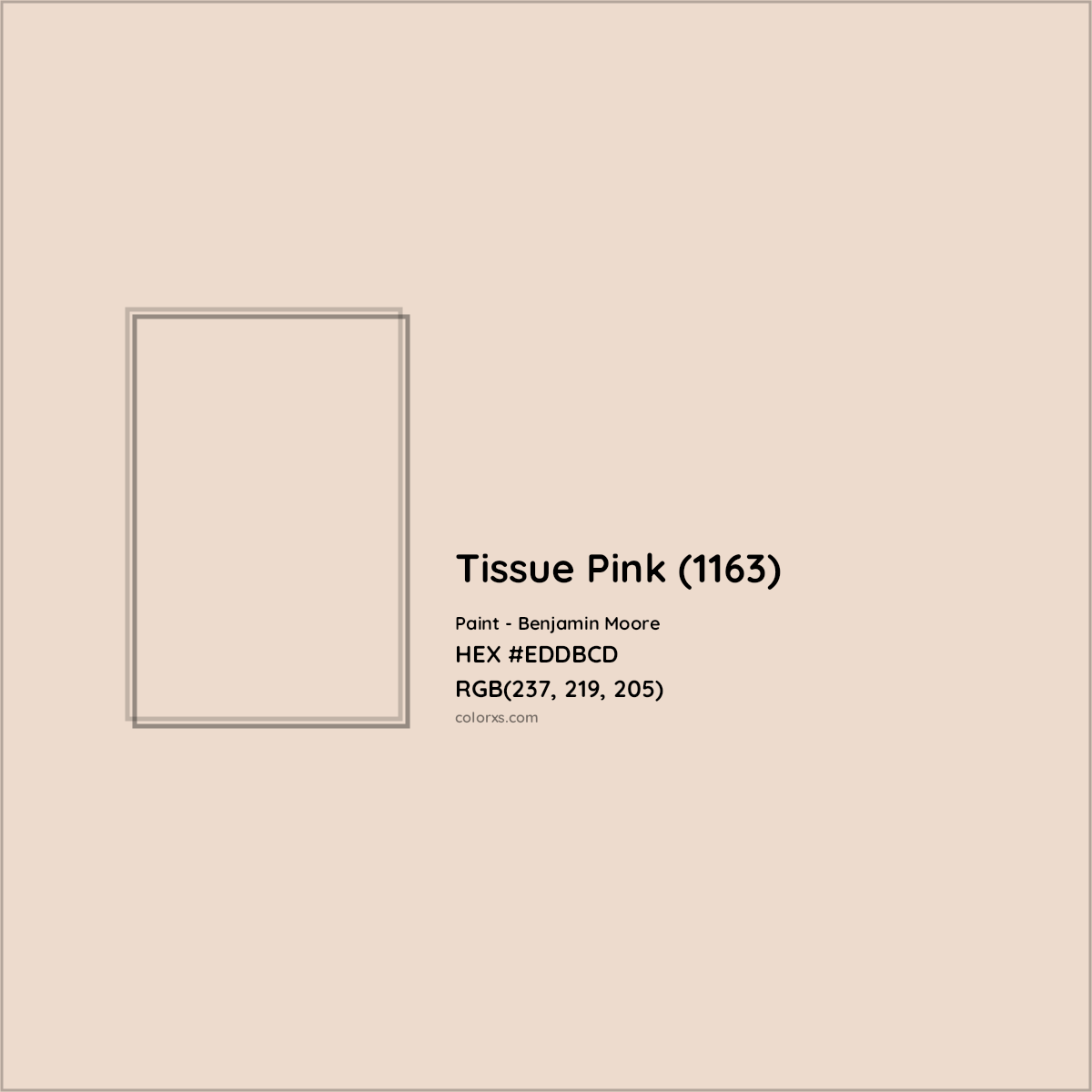 HEX #EDDBCD Tissue Pink (1163) Paint Benjamin Moore - Color Code