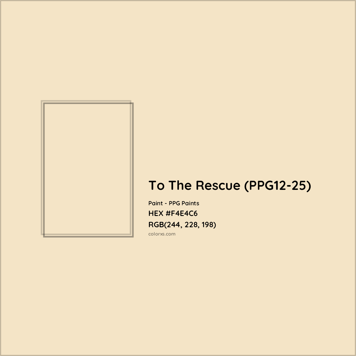HEX #F4E4C6 To The Rescue (PPG12-25) Paint PPG Paints - Color Code
