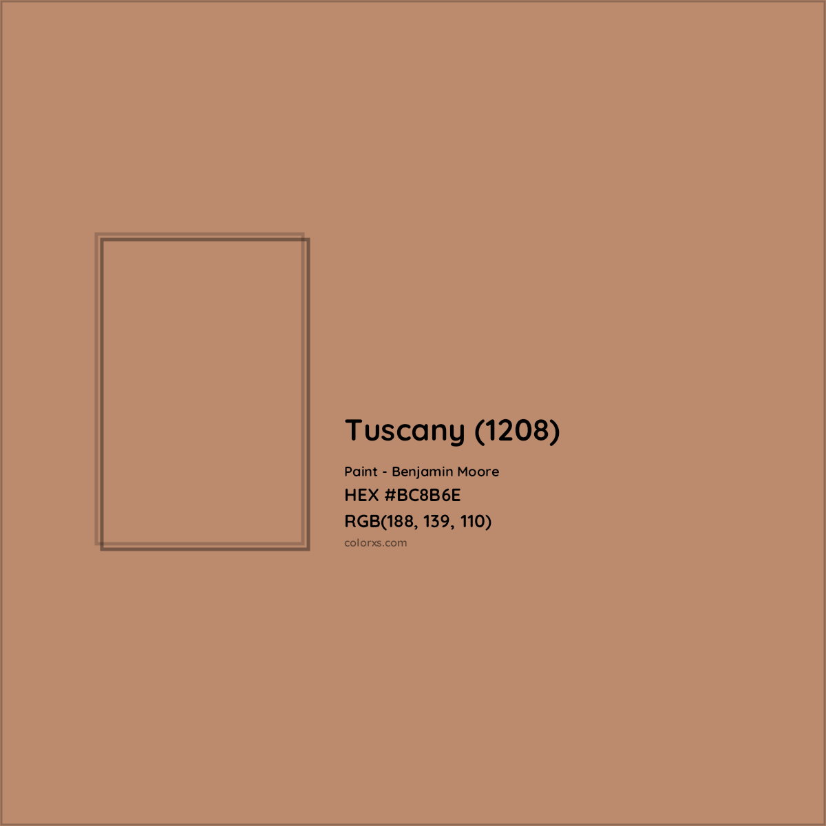 HEX #BC8B6E Tuscany (1208) Paint Benjamin Moore - Color Code