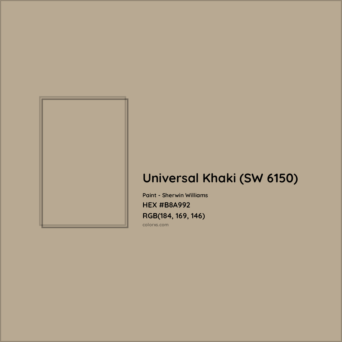 HEX #B8A992 Universal Khaki (SW 6150) Paint Sherwin Williams - Color Code