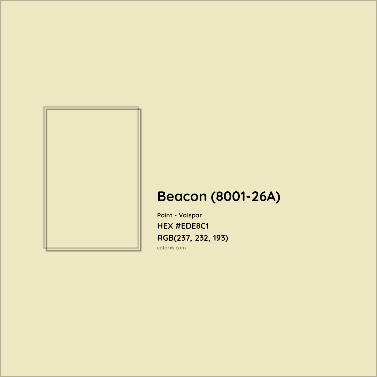 HEX #EDE8C1 Beacon (8001-26A) Paint Valspar - Color Code