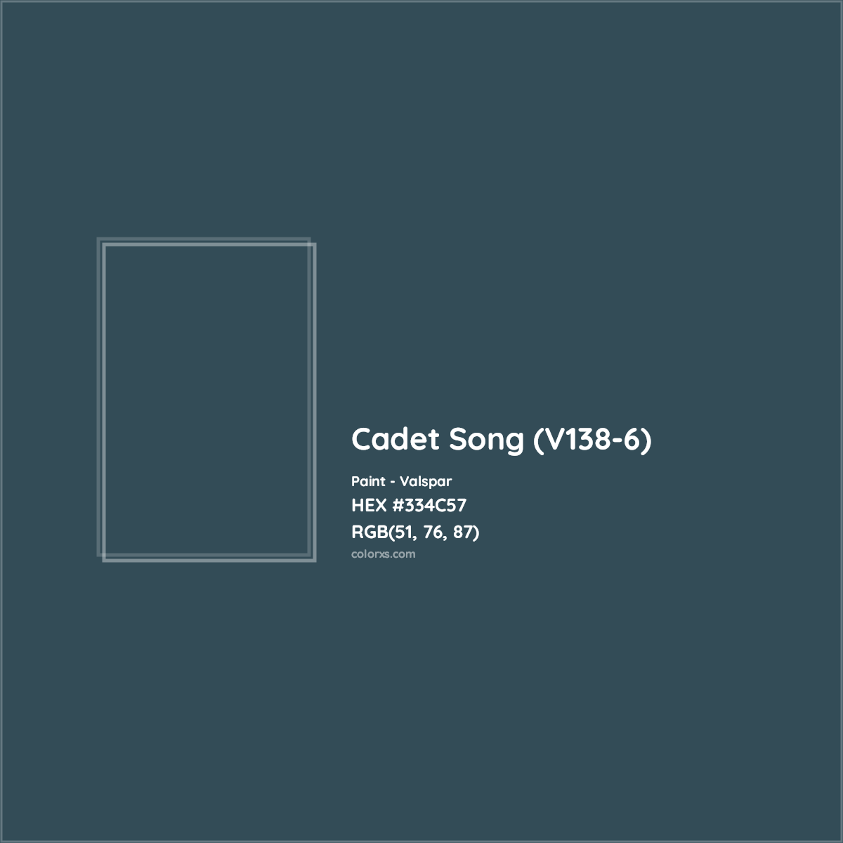 HEX #334C57 Cadet Song (V138-6) Paint Valspar - Color Code