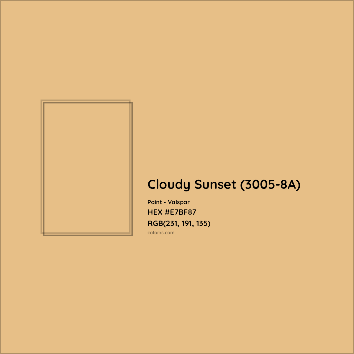 HEX #E7BF87 Cloudy Sunset (3005-8A) Paint Valspar - Color Code