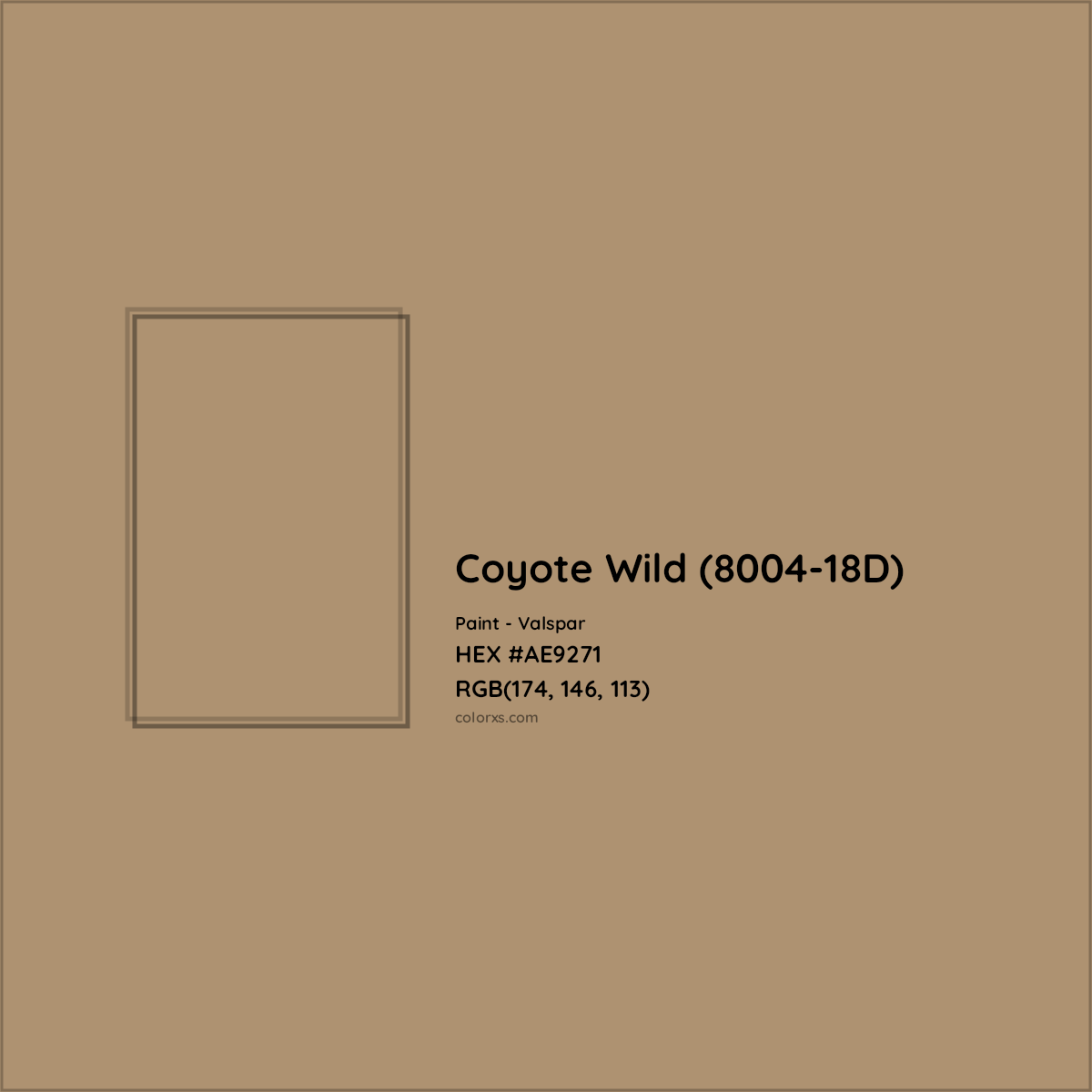 HEX #AE9271 Coyote Wild (8004-18D) Paint Valspar - Color Code