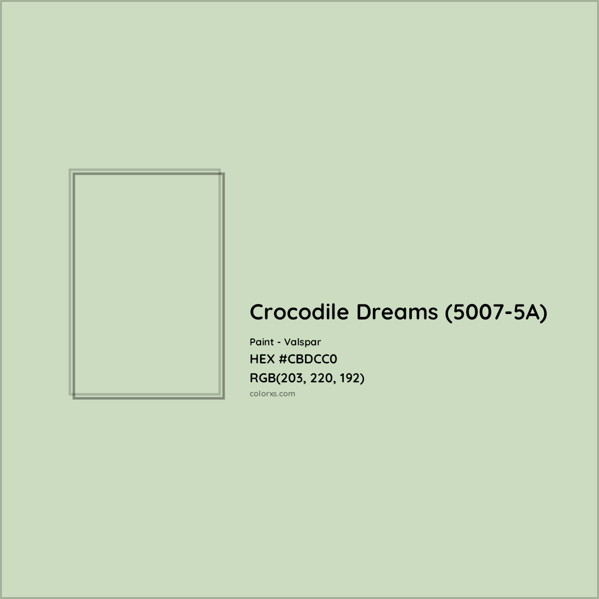 HEX #CBDCC0 Crocodile Dreams (5007-5A) Paint Valspar - Color Code