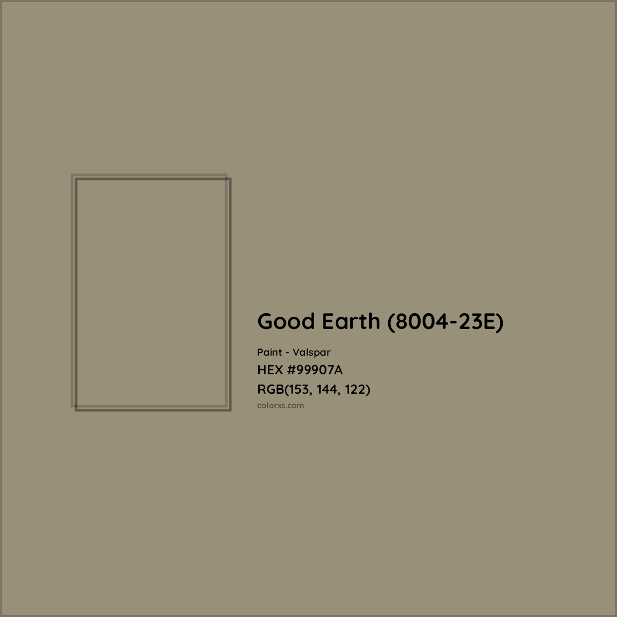 HEX #99907A Good Earth (8004-23E) Paint Valspar - Color Code