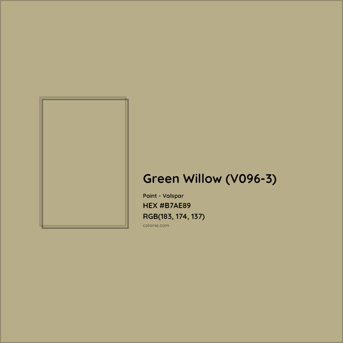 HEX #B7AE89 Green Willow (V096-3) Paint Valspar - Color Code