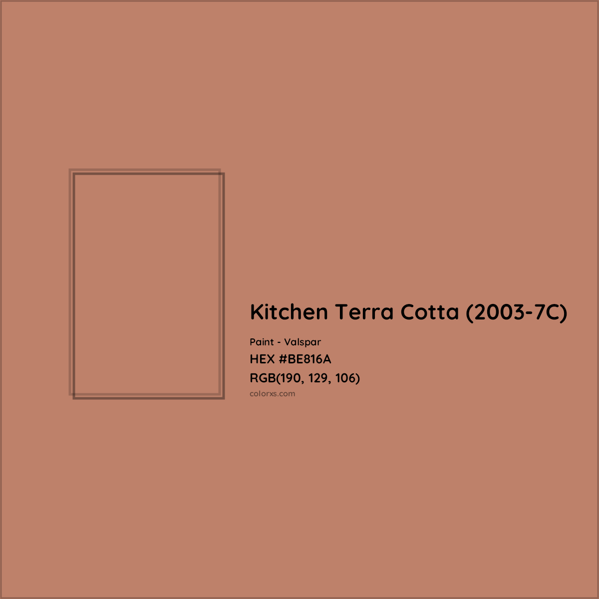 HEX #BE816A Kitchen Terra Cotta (2003-7C) Paint Valspar - Color Code