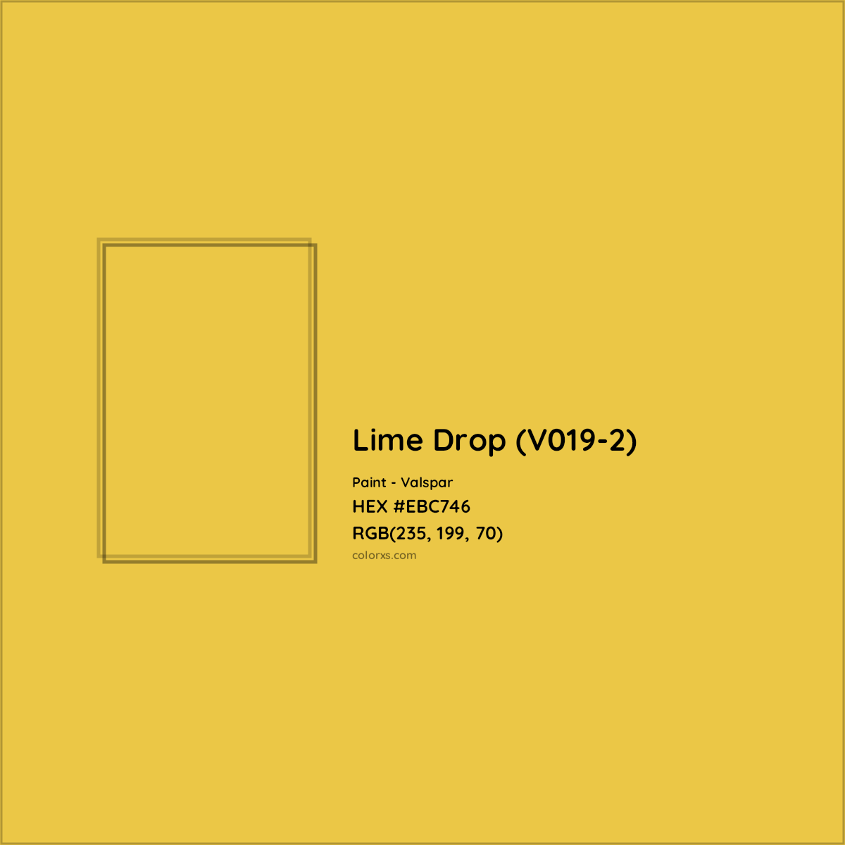 HEX #EBC746 Lime Drop (V019-2) Paint Valspar - Color Code