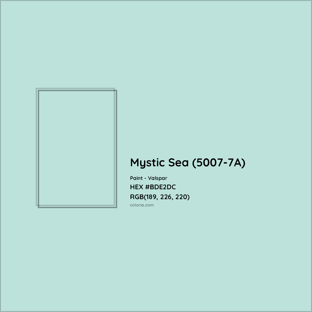 HEX #BDE2DC Mystic Sea (5007-7A) Paint Valspar - Color Code