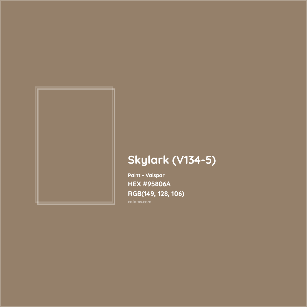 HEX #95806A Skylark (V134-5) Paint Valspar - Color Code