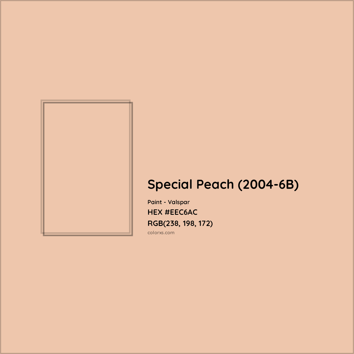 HEX #EEC6AC Special Peach (2004-6B) Paint Valspar - Color Code