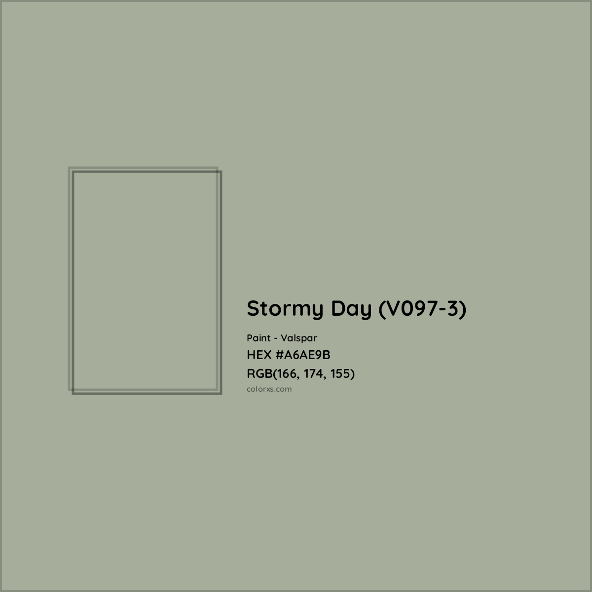 HEX #A6AE9B Stormy Day (V097-3) Paint Valspar - Color Code