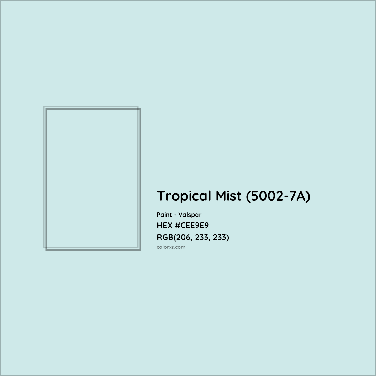 HEX #CEE9E9 Tropical Mist (5002-7A) Paint Valspar - Color Code