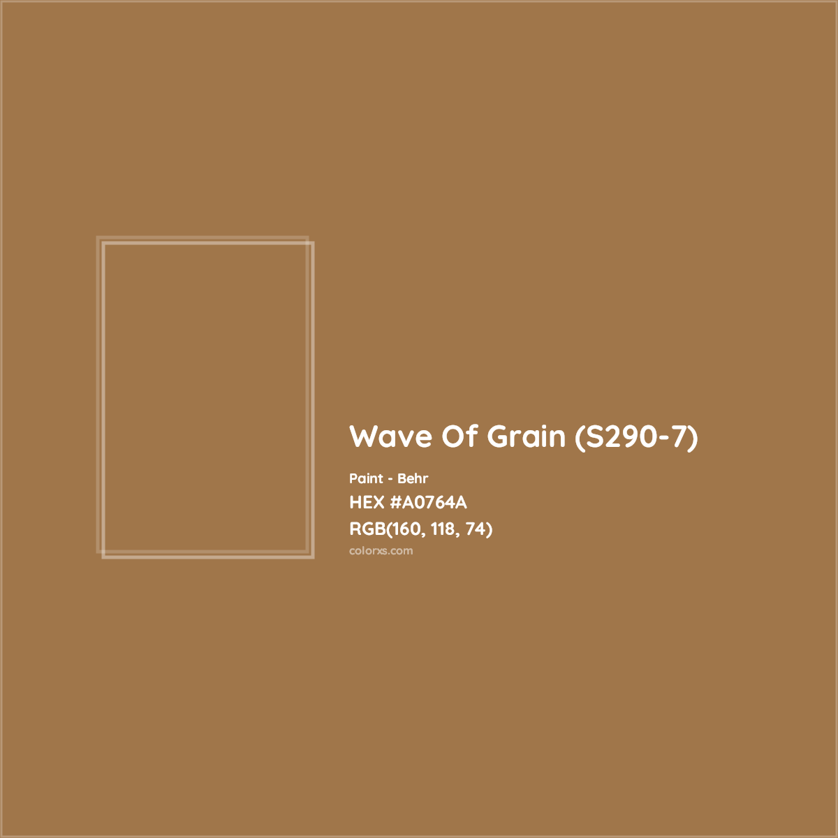 HEX #A0764A Wave Of Grain (S290-7) Paint Behr - Color Code