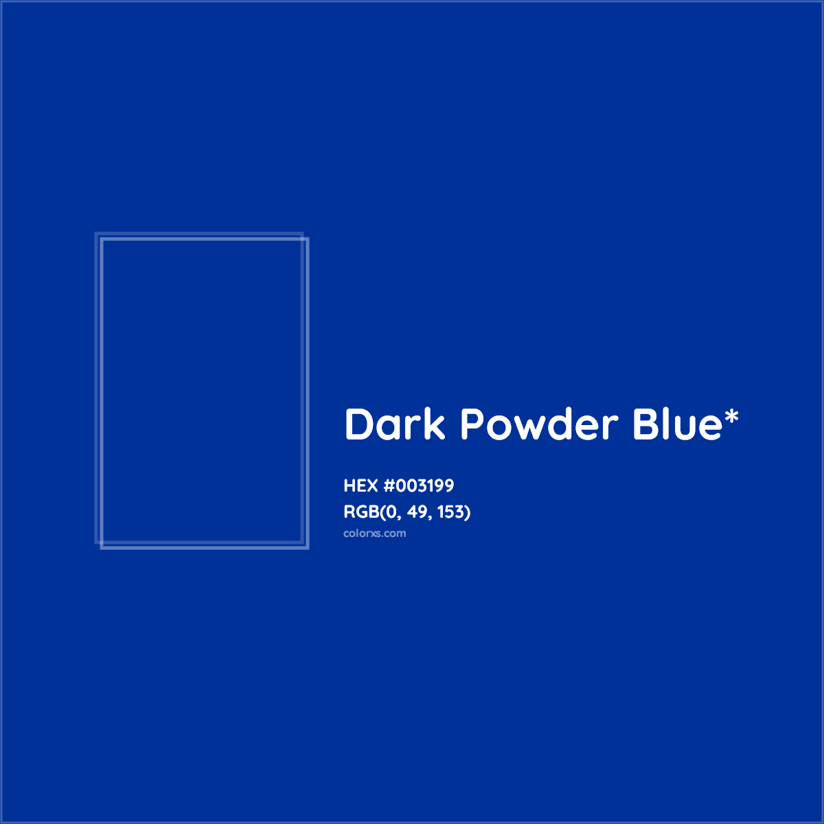 HEX #003199 Color Name, Color Code, Palettes, Similar Paints, Images