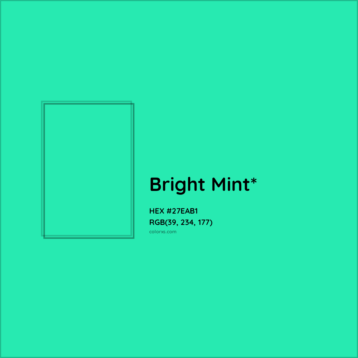 HEX #27EAB1 Color Name, Color Code, Palettes, Similar Paints, Images