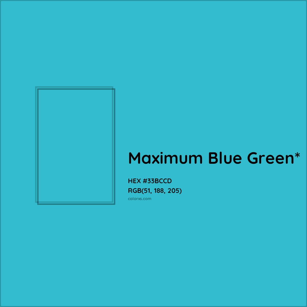 HEX #33BCCD Color Name, Color Code, Palettes, Similar Paints, Images