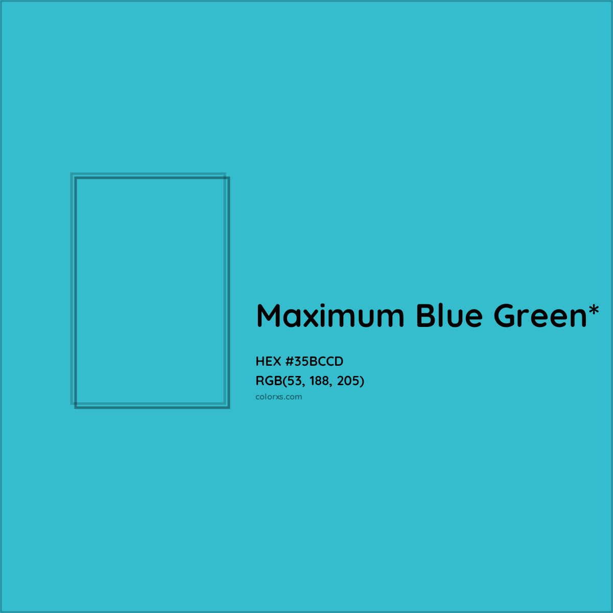 HEX #35BCCD Color Name, Color Code, Palettes, Similar Paints, Images