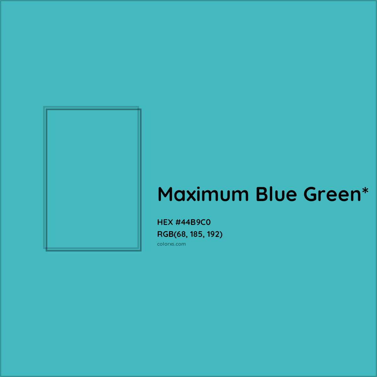 HEX #44B9C0 Color Name, Color Code, Palettes, Similar Paints, Images