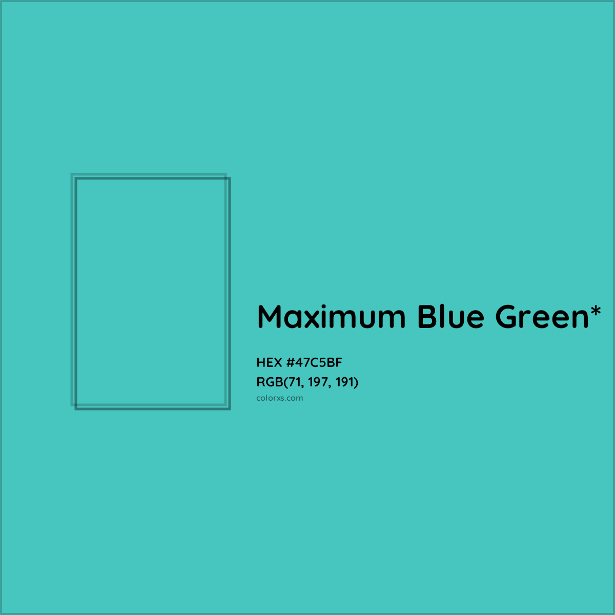 HEX #47C5BF Color Name, Color Code, Palettes, Similar Paints, Images