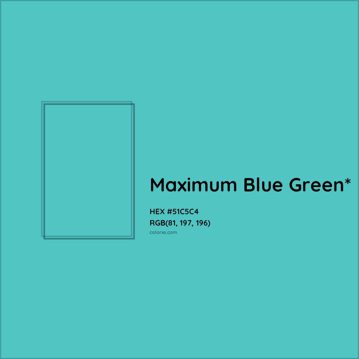 HEX #51C5C4 Color Name, Color Code, Palettes, Similar Paints, Images