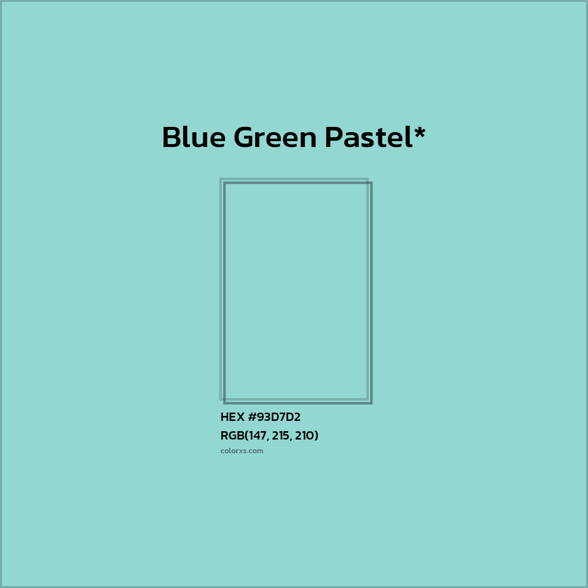 HEX #93D7D2 Color Name, Color Code, Palettes, Similar Paints, Images