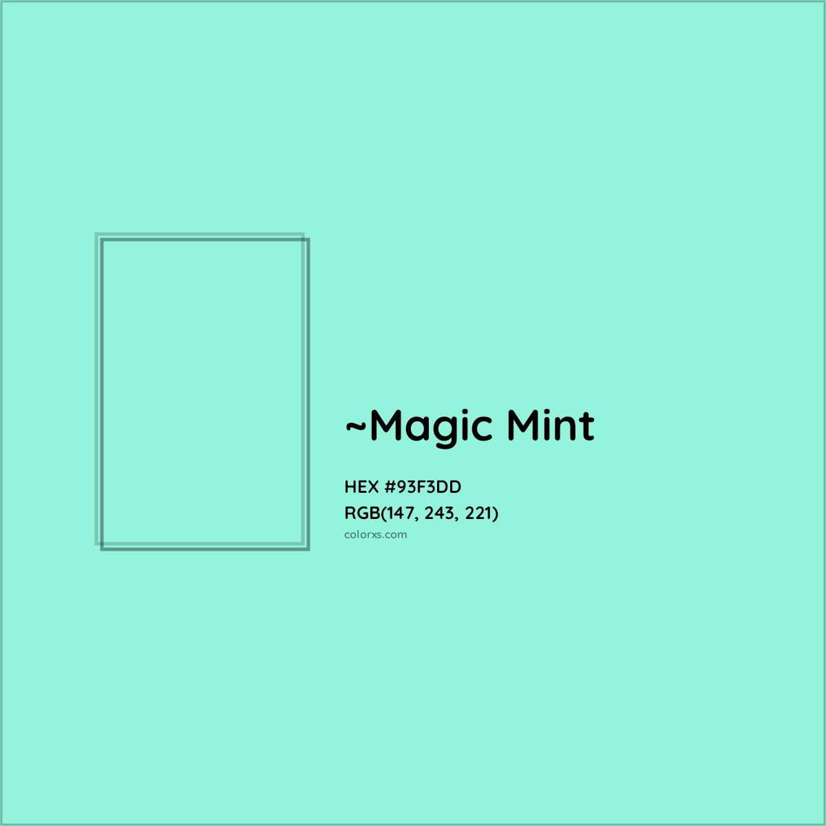 HEX #93F3DD Color Name, Color Code, Palettes, Similar Paints, Images