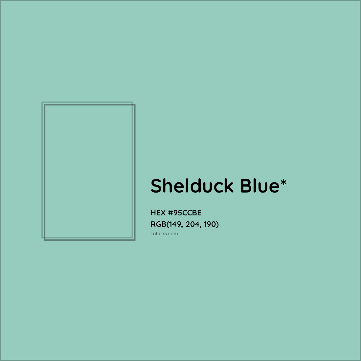 HEX #95CCBE Color Name, Color Code, Palettes, Similar Paints, Images