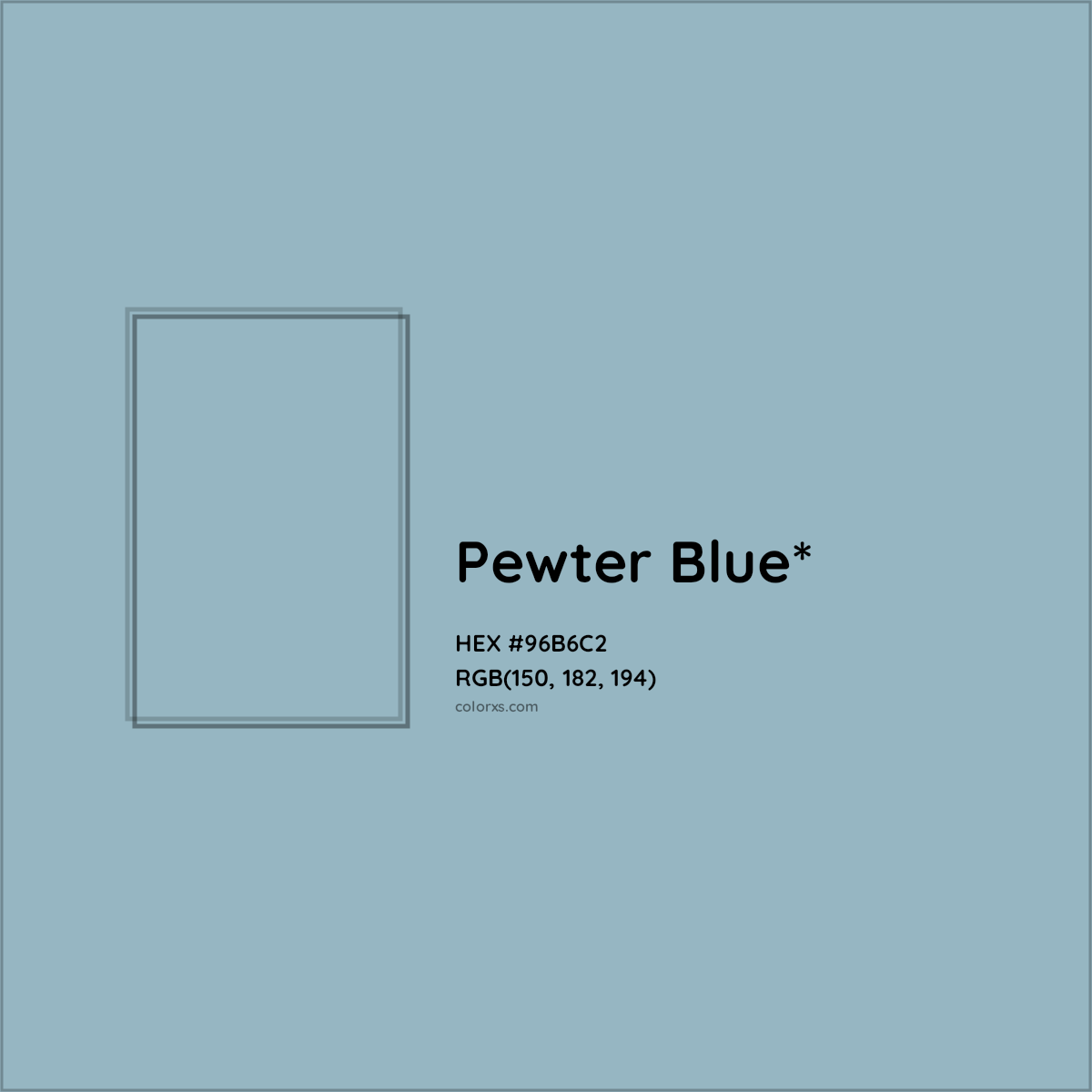 HEX #96B6C2 Color Name, Color Code, Palettes, Similar Paints, Images