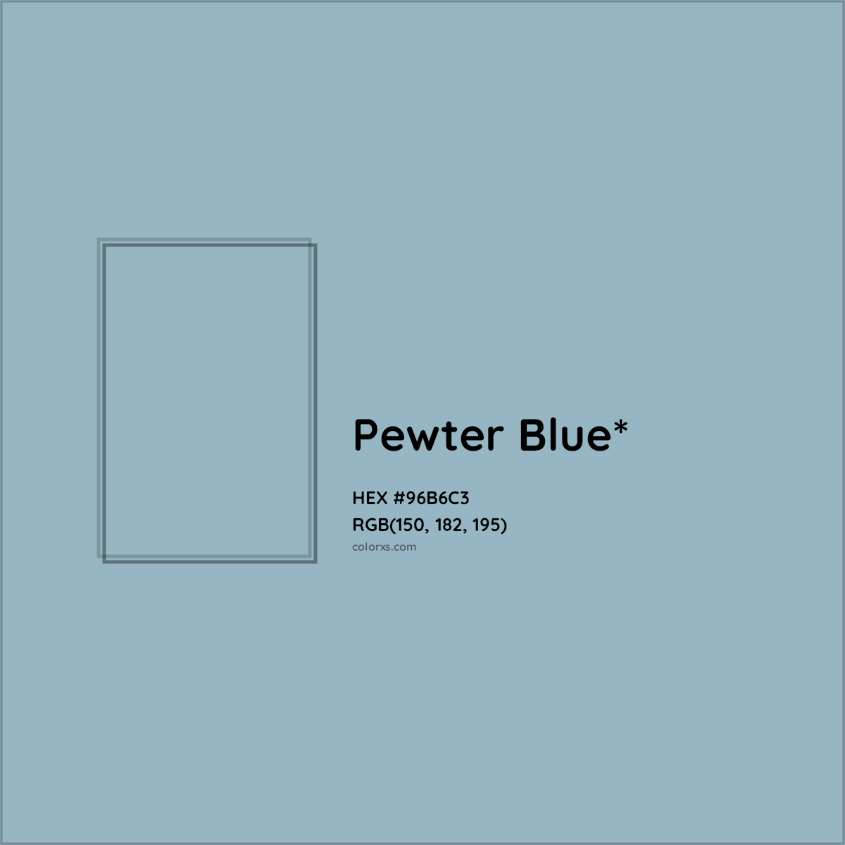 HEX #96B6C3 Color Name, Color Code, Palettes, Similar Paints, Images