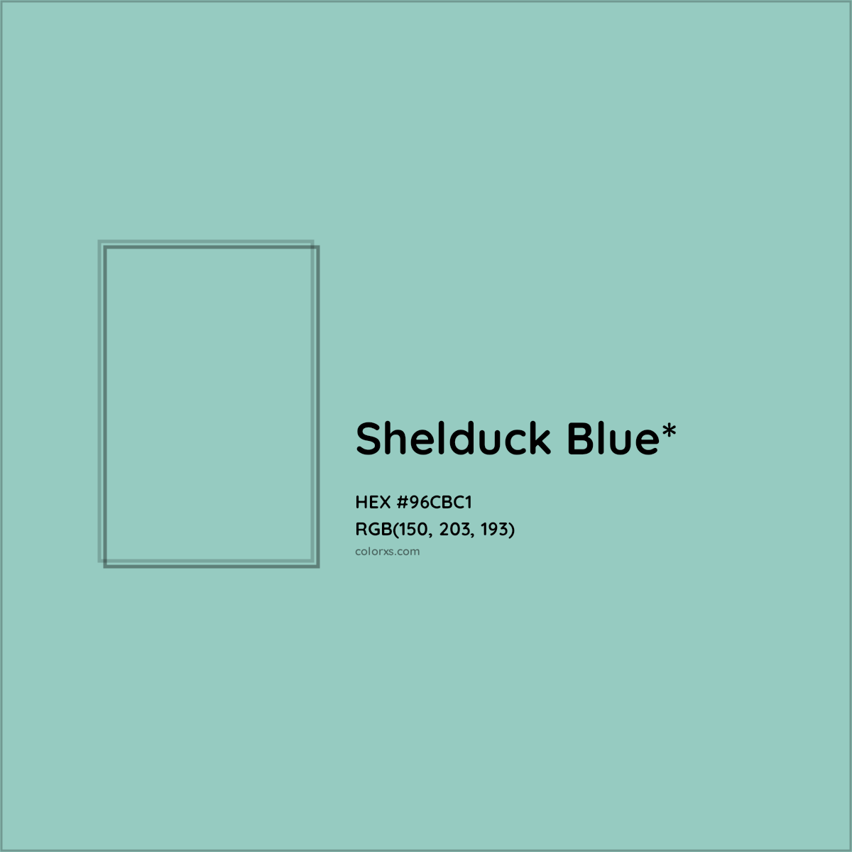 HEX #96CBC1 Color Name, Color Code, Palettes, Similar Paints, Images