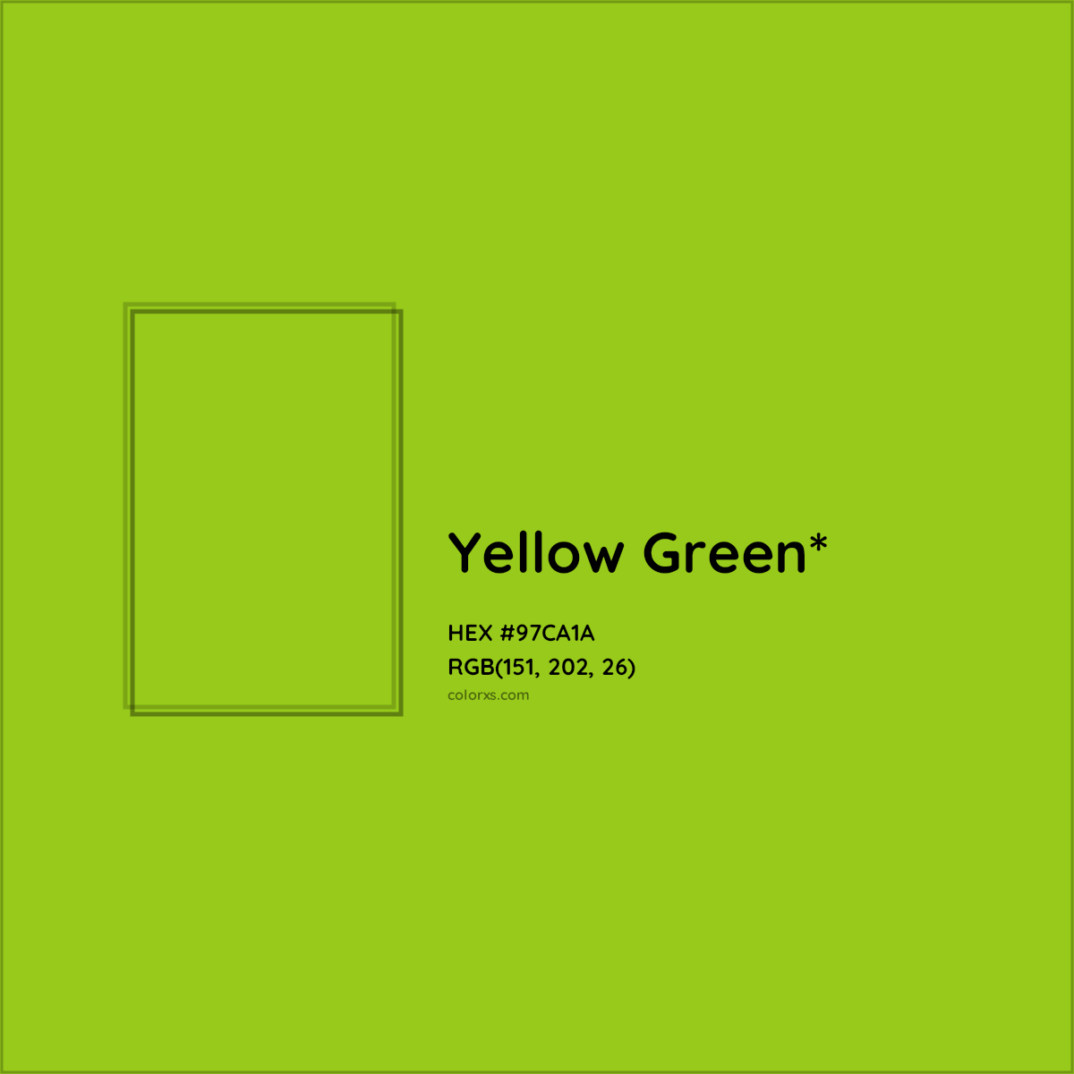 HEX #97CA1A Color Name, Color Code, Palettes, Similar Paints, Images