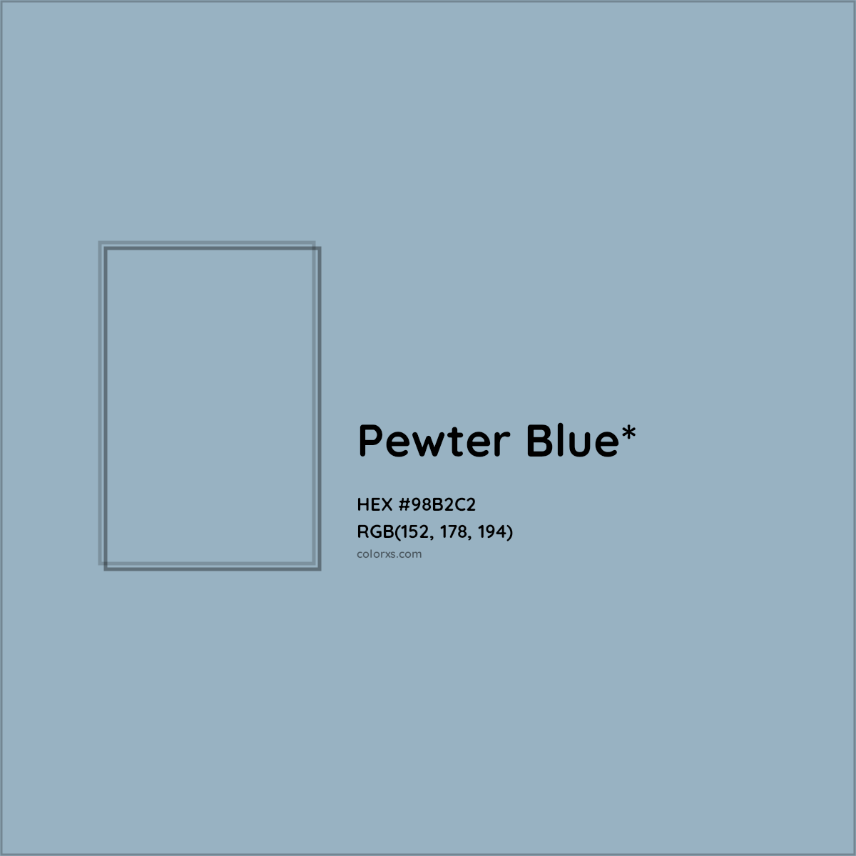 HEX #98B2C2 Color Name, Color Code, Palettes, Similar Paints, Images