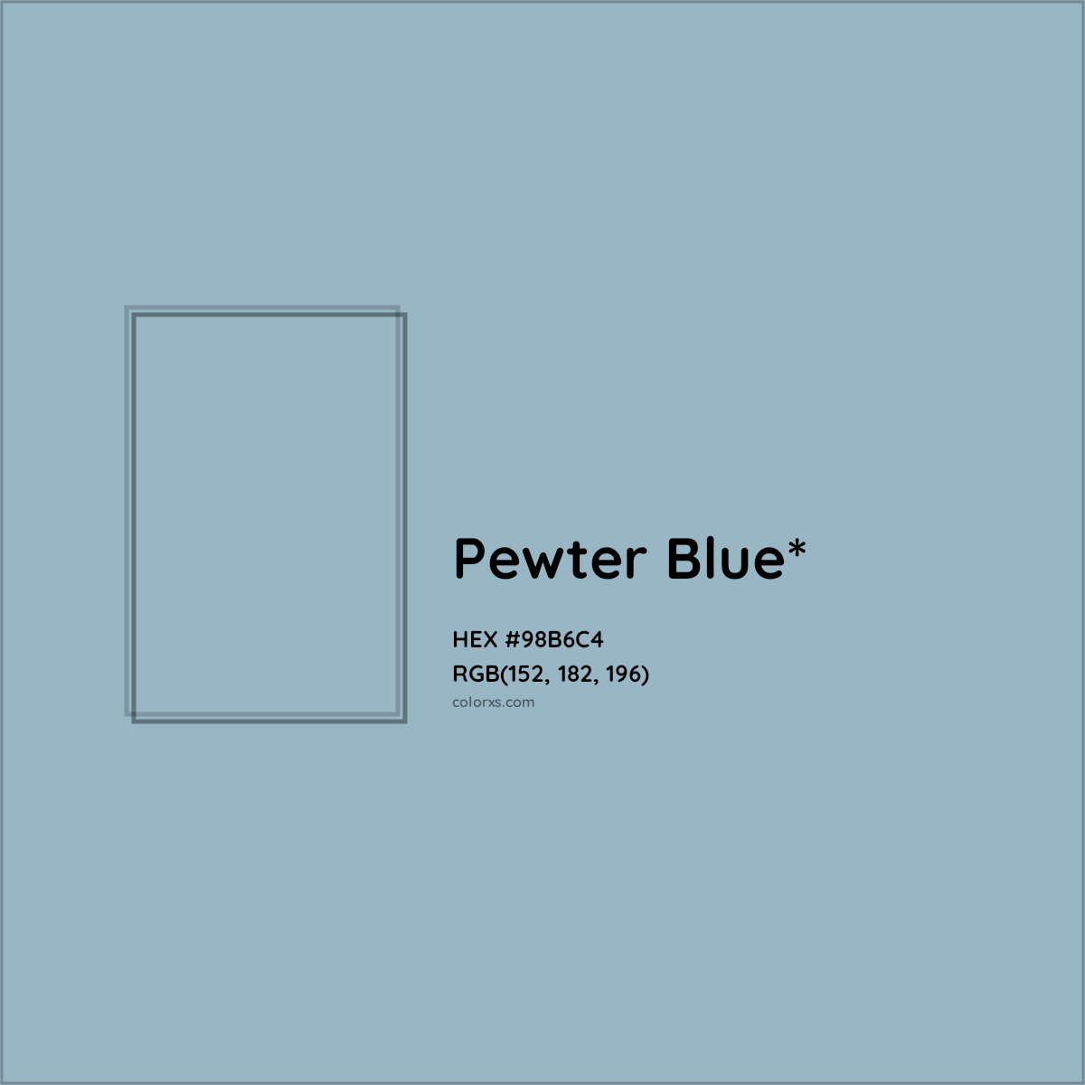 HEX #98B6C4 Color Name, Color Code, Palettes, Similar Paints, Images