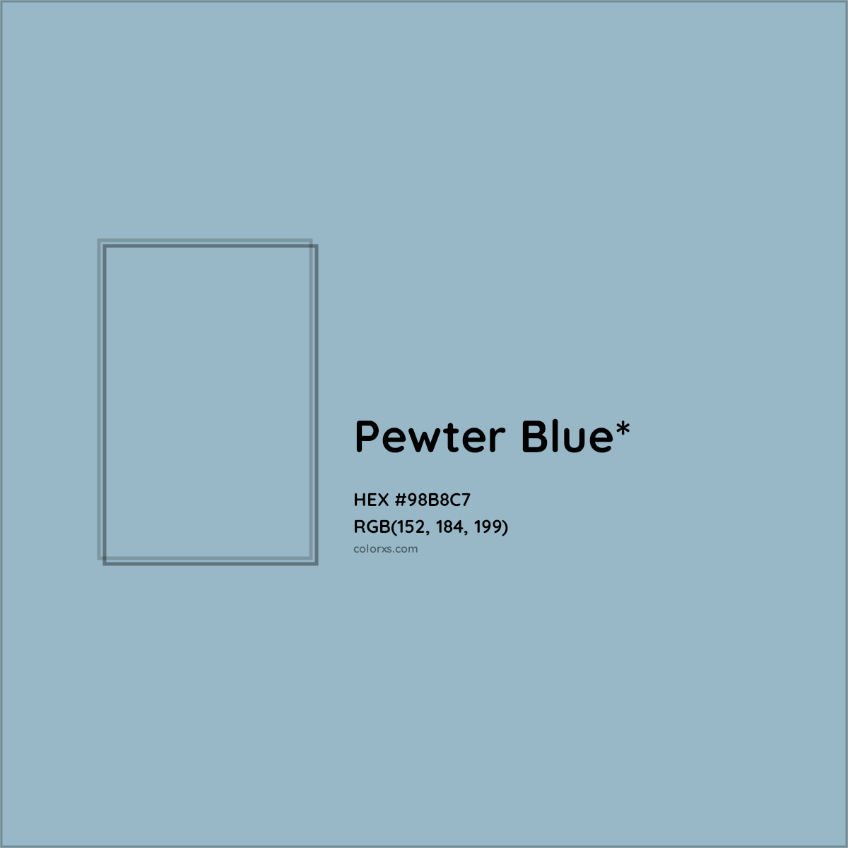 HEX #98B8C7 Color Name, Color Code, Palettes, Similar Paints, Images