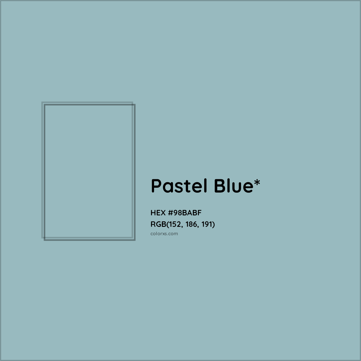 HEX #98BABF Color Name, Color Code, Palettes, Similar Paints, Images