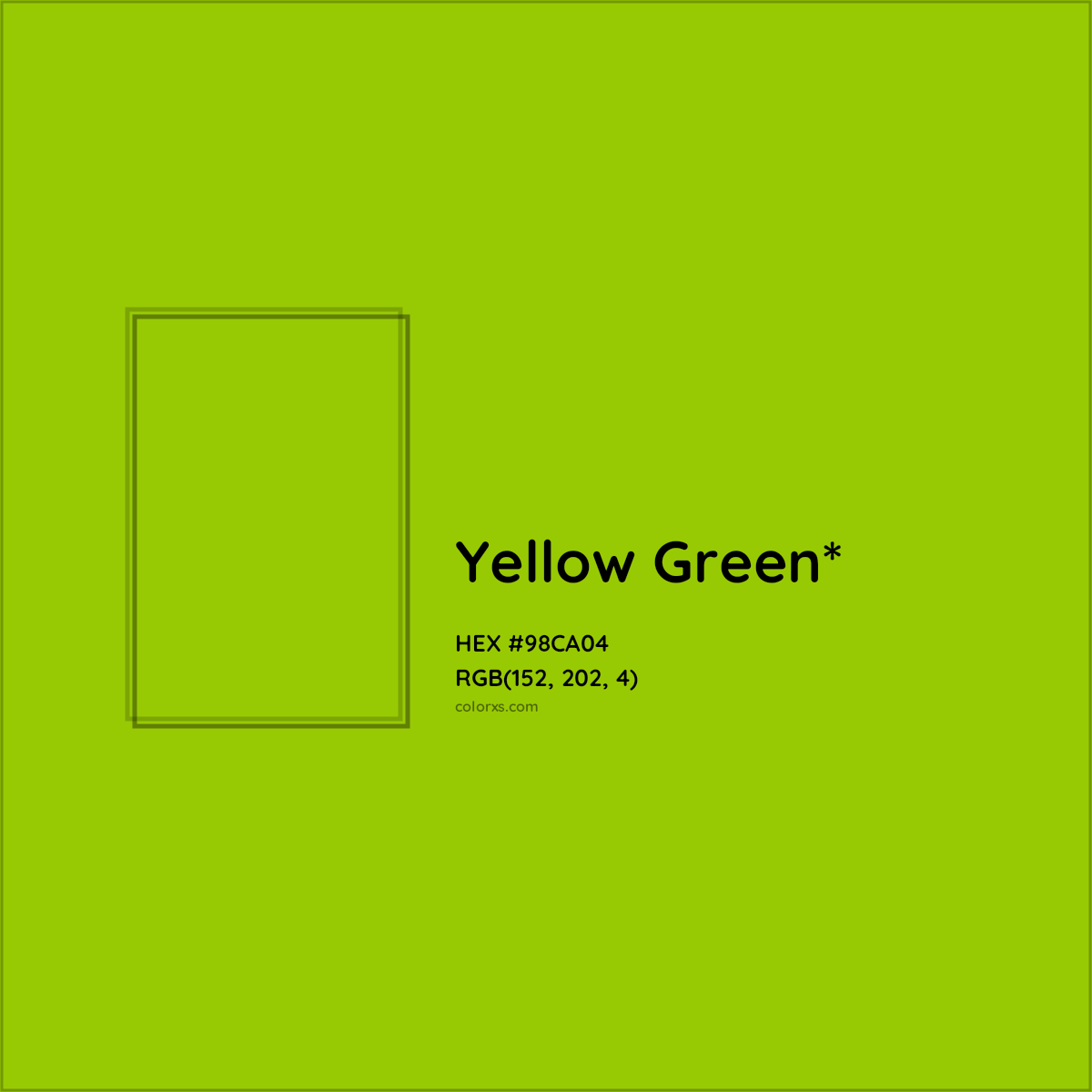 HEX #98CA04 Color Name, Color Code, Palettes, Similar Paints, Images