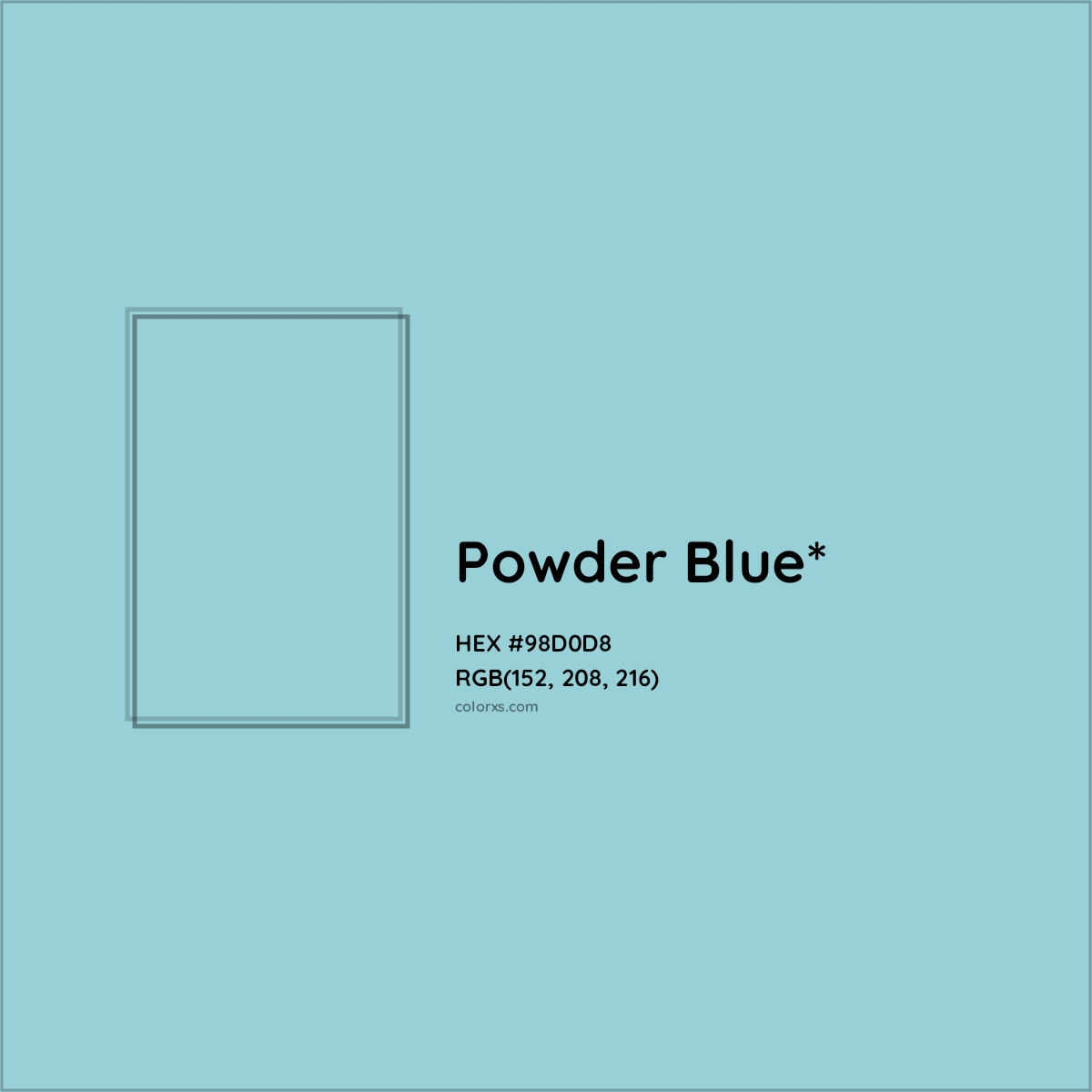 HEX #98D0D8 Color Name, Color Code, Palettes, Similar Paints, Images