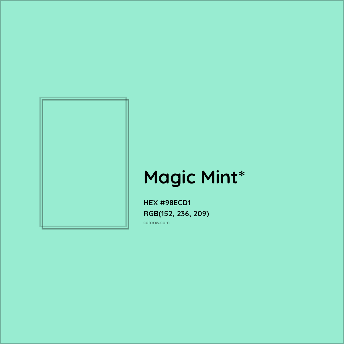 HEX #98ECD1 Color Name, Color Code, Palettes, Similar Paints, Images