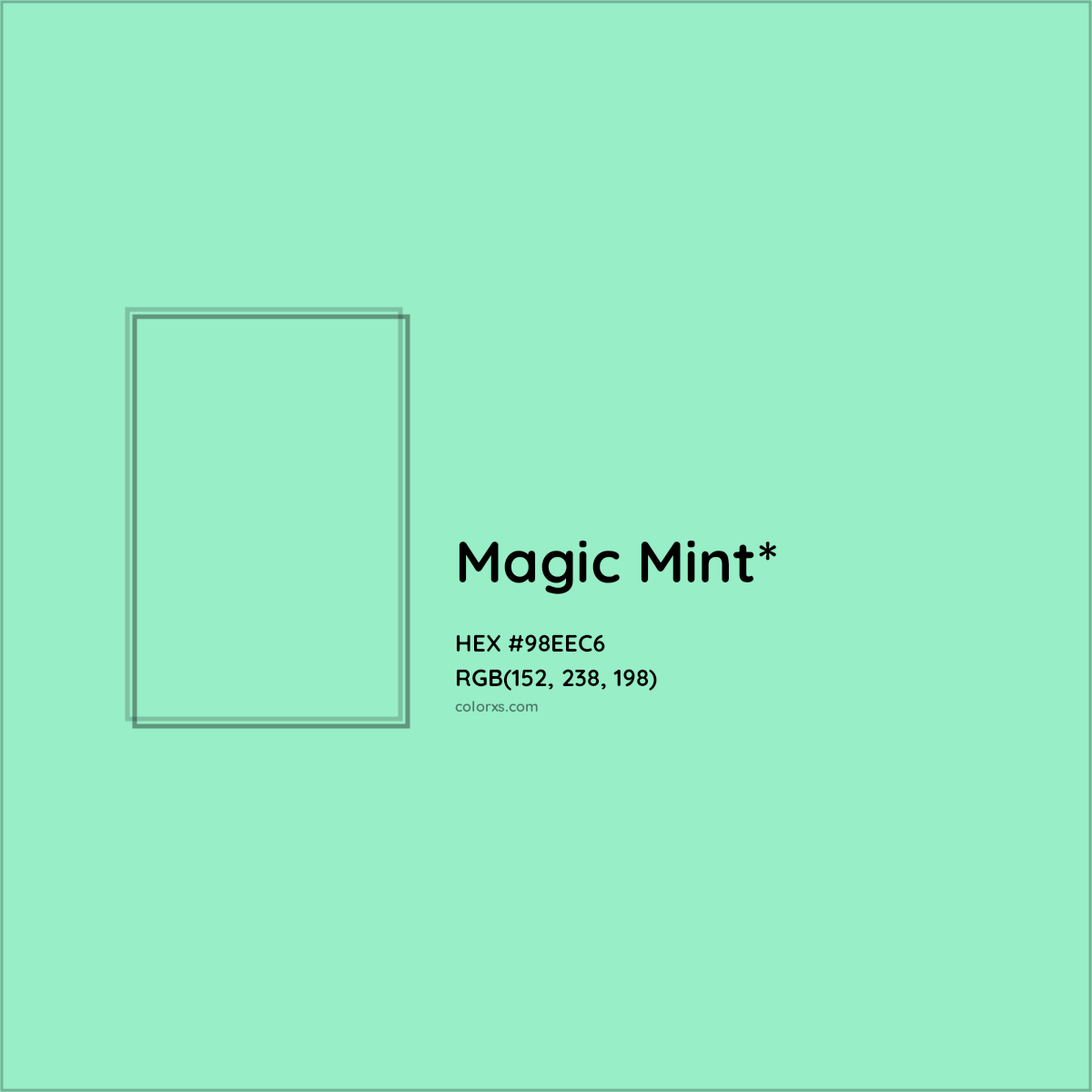 HEX #98EEC6 Color Name, Color Code, Palettes, Similar Paints, Images